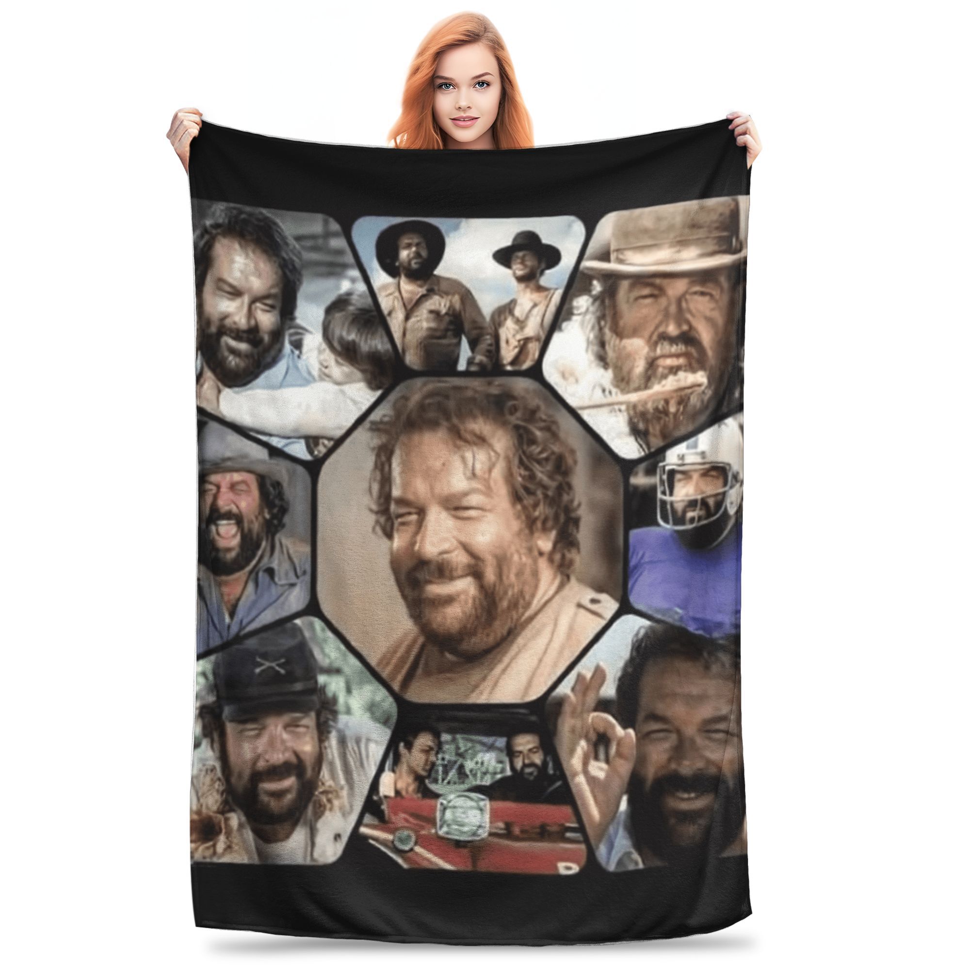 Bud Spencer Carlo Pedersoli Montage Flanelldecke Frühling Überwurfdecke für Kinderzimmer Muster Tagesdecke Sofa Bettbezug 50x60in