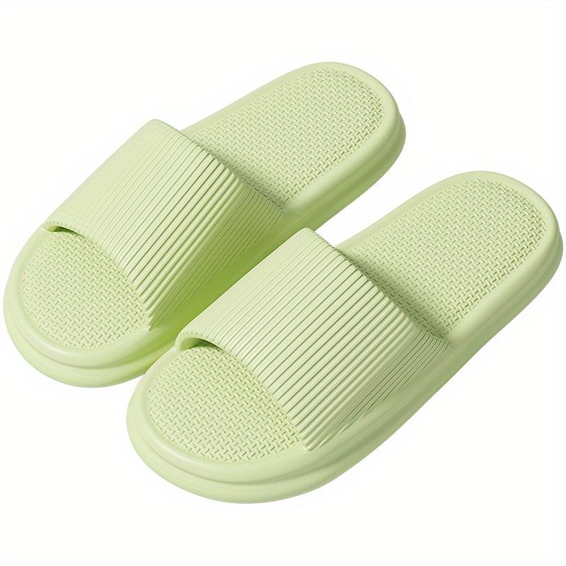 Bestellen Sie eine Nummer größer Sommer-Hausschuhe Flip-Flops Mann Indoor Home Frau Schuhe EVA weiche Sohle Hausschuhe Dusche Home Slides Paar rutschfeste Casual Sandalen 38-39 grün