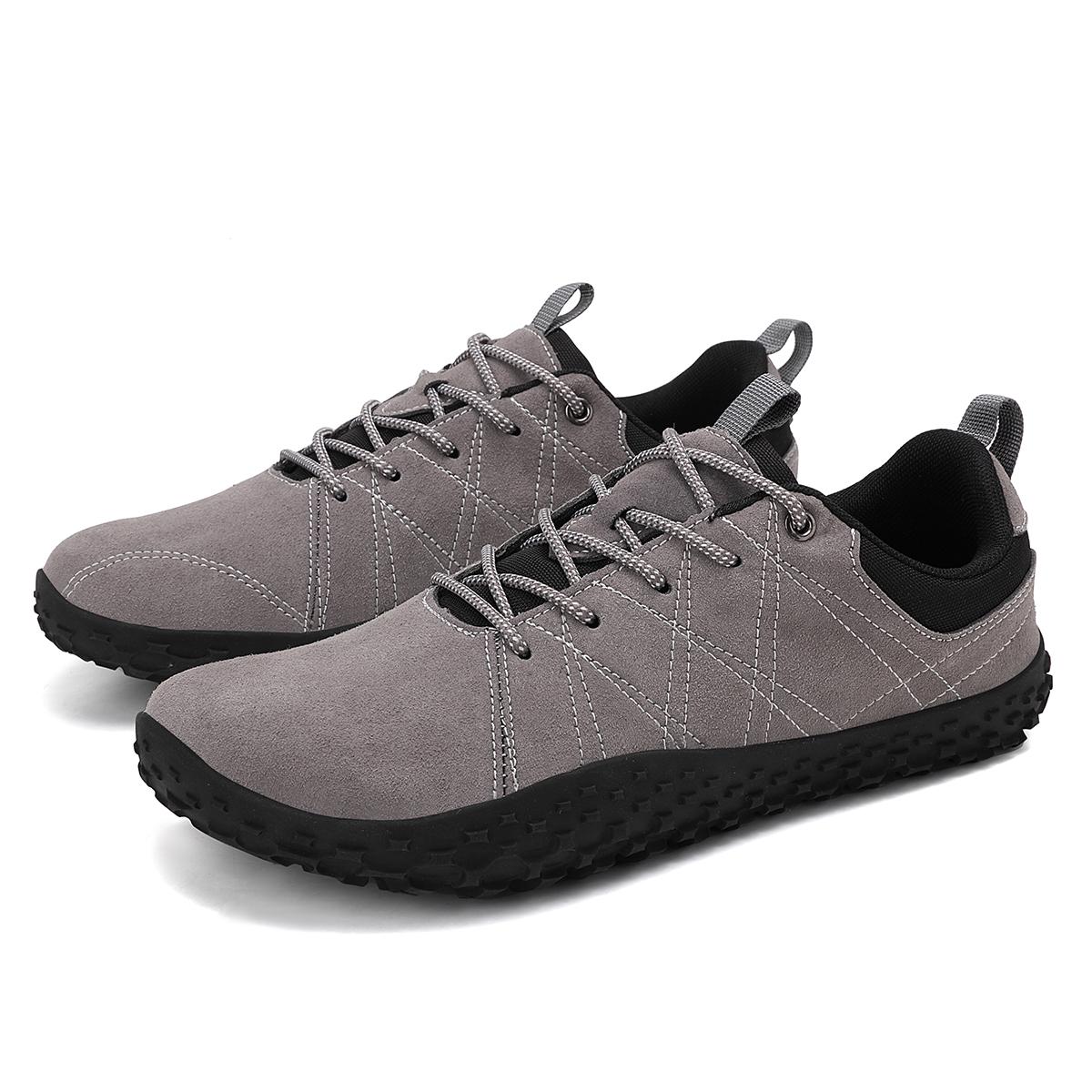 TUINANLE Neue Barfuß-Minimalschuhe Damen Herren Zehenfrei Barfußschuhe Mesh Walking Sneaker Nullsohle Größe 37-48 38 grau