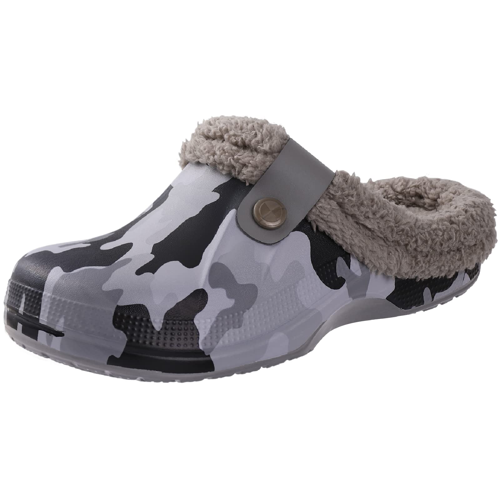 Comwarm Herren Clogs Hausschuhe Winter Warme Gartenschuhe Rutschfeste Wasserdichte Hausschuhe Männliche Weiche Fuzzy Slides Pelz Clogs Plüsch Slipper 40-41(9.6-9.8 inch) camouflage