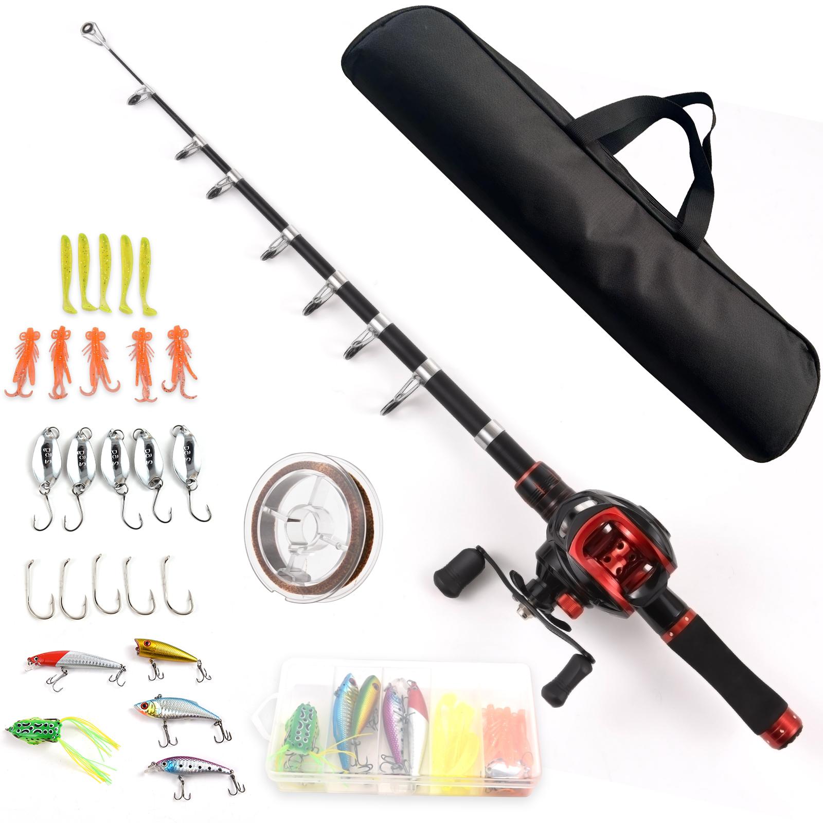 Angelrute und Rolle Combo 2,1 m Teleskop Angelrute mit Links Hand Baitcasting Rolle Left Hand