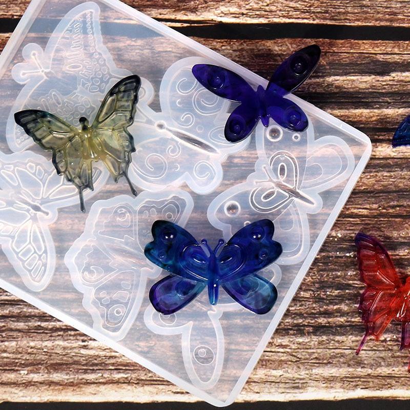 6 Stile Schmetterling Anhänger Kristall Epoxidharz Form Ohrringe Halskette Brosche Zubehör Silikonform DIY Schmuck Gusswerkzeug