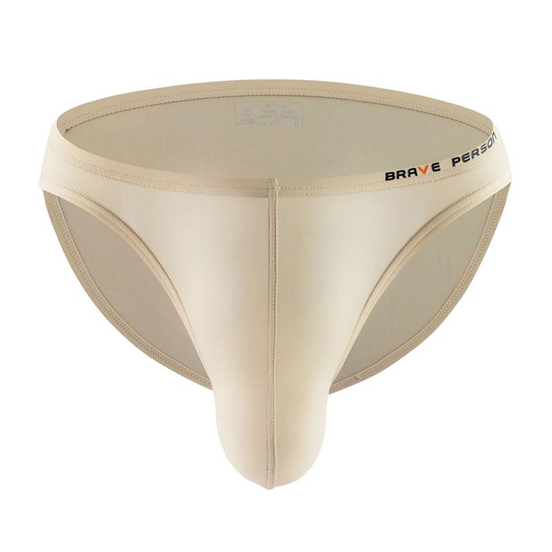 Sexy Herren Low-Rise Slips Stilvolle Unifarbene Komfort-Unterwäsche Atmungsaktive Enganliegende Slips XL beige