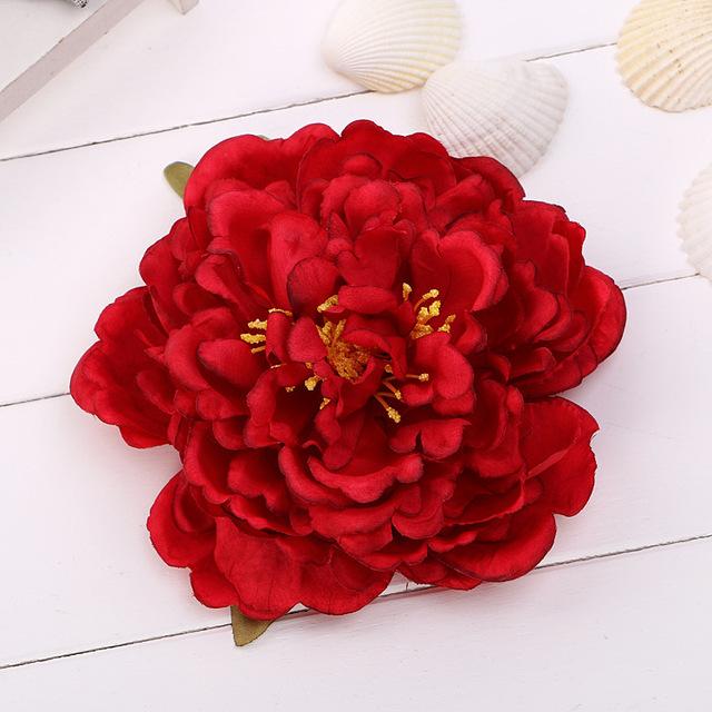 Tuchkunst Pfingstrose Blume Brosche Stoff Anstecknadeln Kleid Strickjacke Abzeichen Corsage Hochzeit Broschen Für Frauen Kleidung Zubehör rot