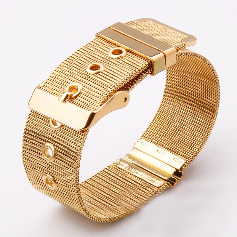Edelstahl Mode Uhr Gürtel Writst Uhr Band Uhr Srtap Langlebig 14/16/18/20/22/24mm 20mm gold