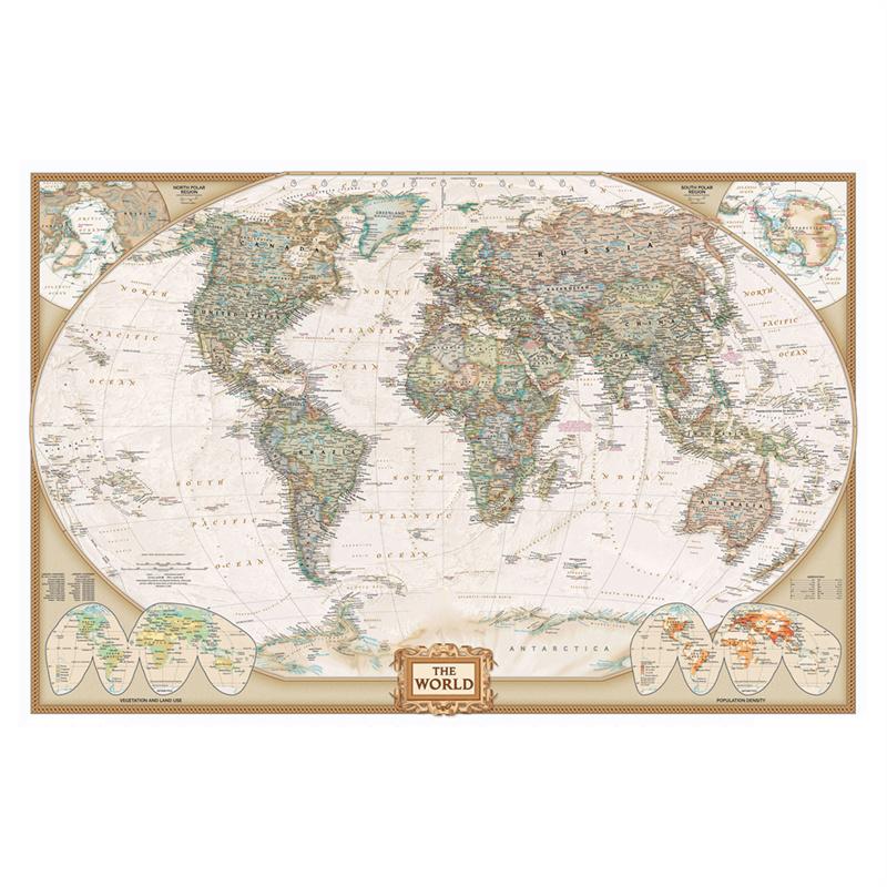 Weltkarte, große Retro-Karte, Poster, Drucke, Wandkunst, Hintergrund, Stoff, Zuhause, Wohnzimmer, Wanddekoration 3*2ft (90*60cm)