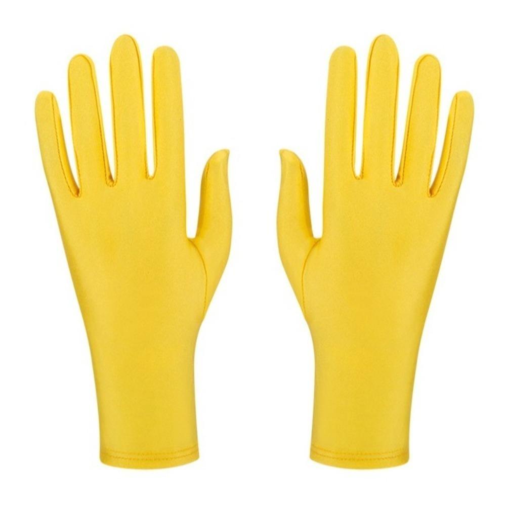 Performance-Handschuhe mit vollen Fingern Partykleid Fäustlinge Neue Spandex-Handschuhe Geschenk gelb