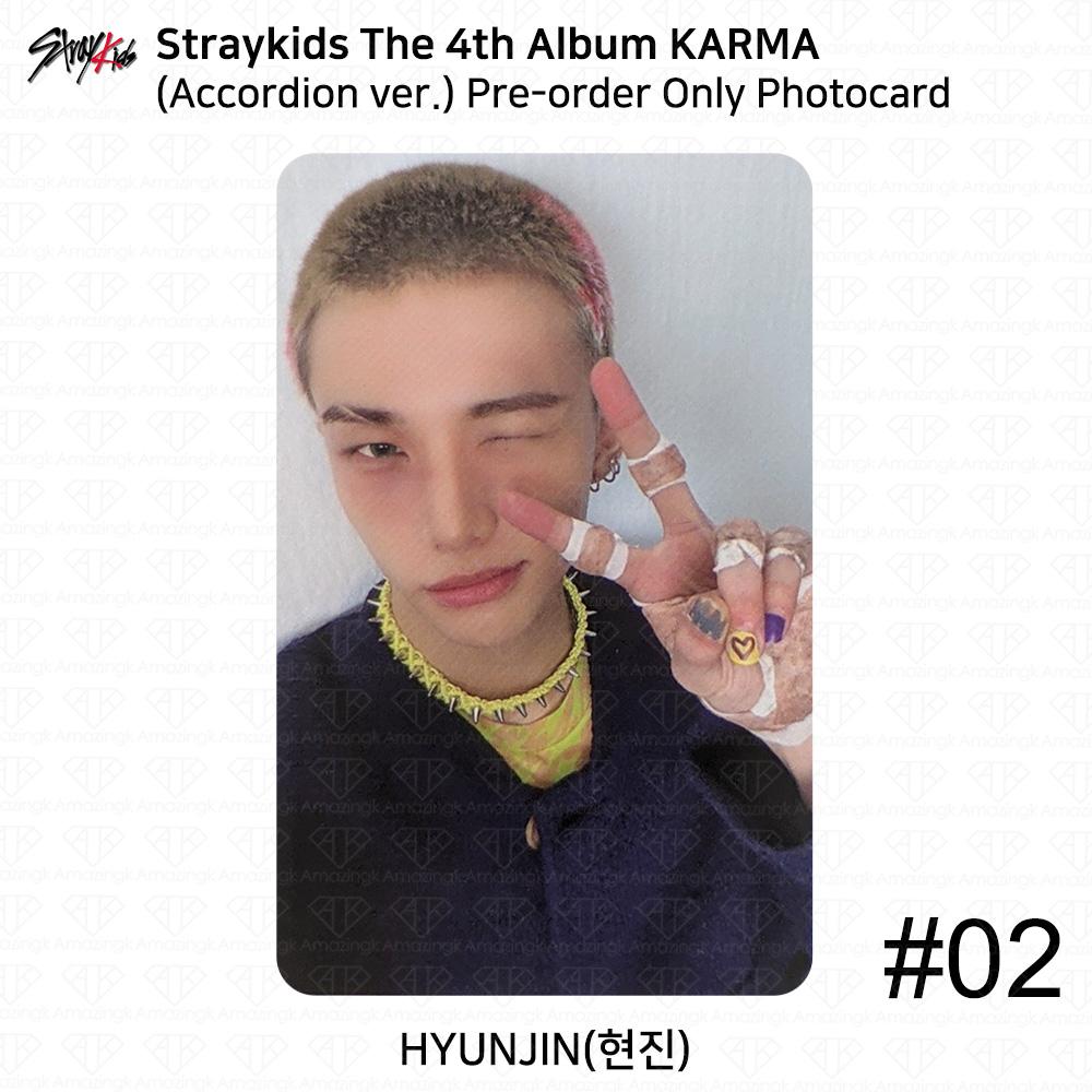 Stray Kids Das 4. Album Karma Akkordeon-Version Offizielle Fotokarte Hyunjin Pre-Order