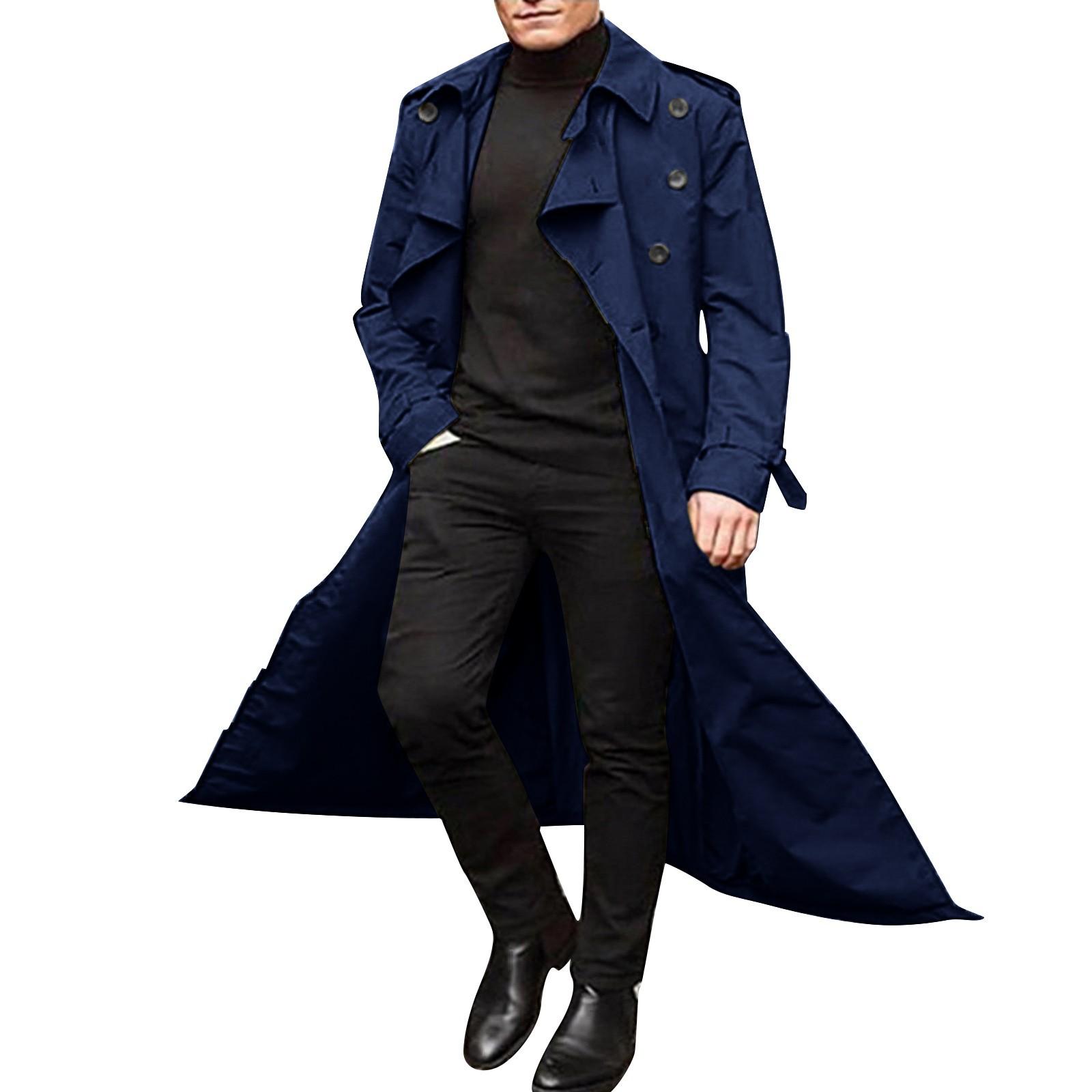 Herren Mittellanger Windbreaker Herren Langer Windbreaker Windbreaker Lässig Outer Herren Gürtel 3XL
