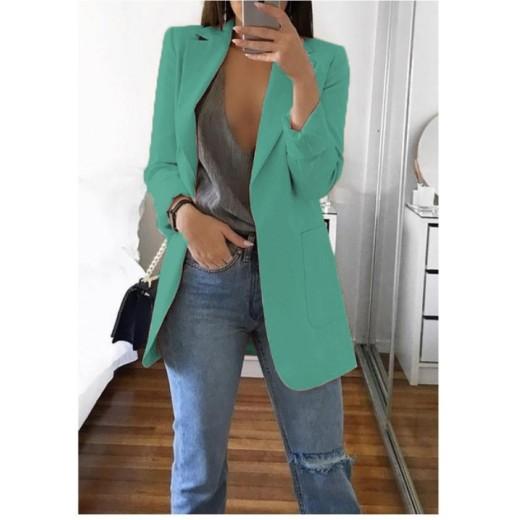 Damen-Blazer, lässig, übergroß, lang, Strickjacke, Jacke, Mantel, Herbst, modisch, langärmelig, Strickjacke, einfarbig, Büro, Damen, einfarbig, Blazer, Übergröße 5XL grün