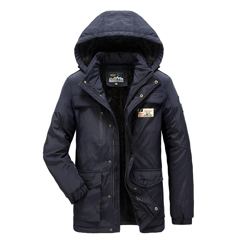 Winter Herren Mittellange Casual Baumwollmäntel, Herren Fleece Kapuzen Herren Baumwolljacken, Warme Herren Baumwollmäntel 4XL