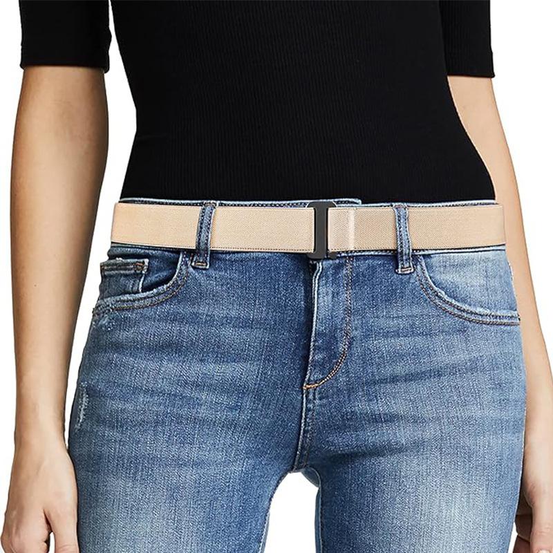 No Show Stretch-Gürtel für Damen, unsichtbarer elastischer Stretch-Gürtel, verstellbarer Riemengürtel mit flacher Schnalle für Jeans, Hosen, Kleider khaki