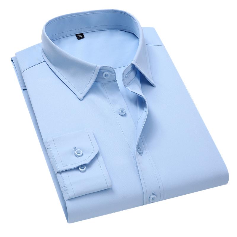 Übergröße 5XL 6XL 7XL 8XL Herren Unifarbenes Businesshemd Mode Lässig Schlank Weiß Langarmhemd Männliche Markenkleidung M hellblaue