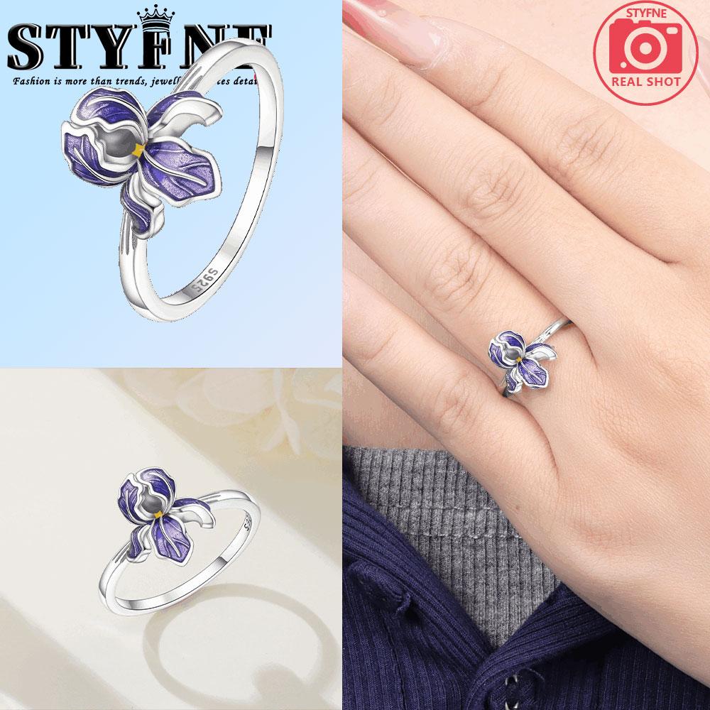 Kupfer Original Pflanzenkollektion Lila Schwertlilie Ring Damen Jubiläumsgeschenk Verlobungsringe Ideal für Damen Herren Schmuck 8 white
