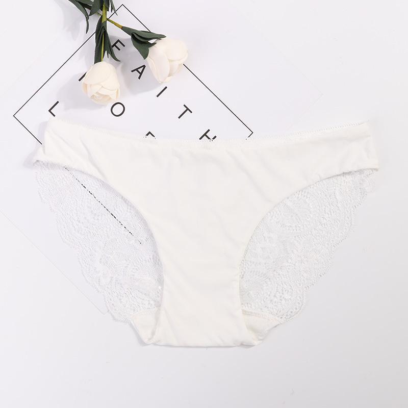 Damen Blumen Spitze Sexy Unterwäsche Slips Unterhosen Spitze Höschen für Damen Baumwollunterwäsche Spitze Vollabdeckung Slips Höschen L weiß