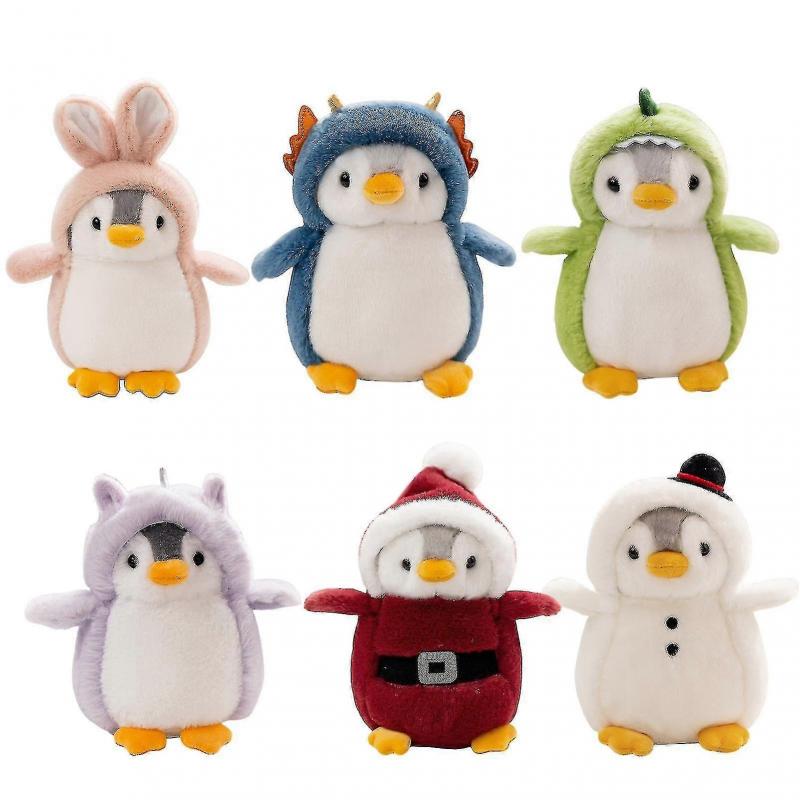 Weihnachts-Pinguin Plüschtiere Niedliche Stofftier Cosplay Pinguin Dino Hase Spielzeug Puppe Kissen Kinder Mädchen Geschenk Weiche Puppe Weihnachtsgeschenk schnell weiß