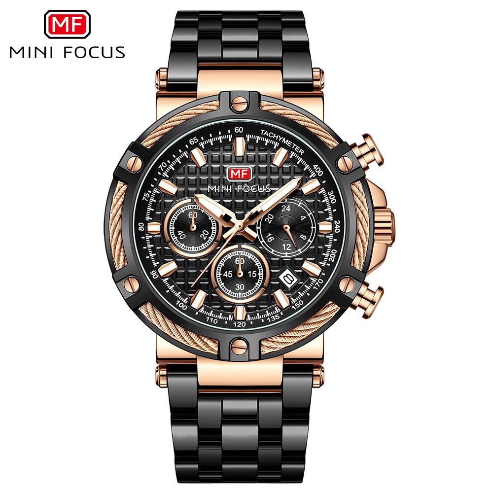 Top Luxus Mit Box Mini Focus Marke Uhr Casual herren Uhren Wasserdicht Stahl Gürtel männer Quarzuhr 0470G
