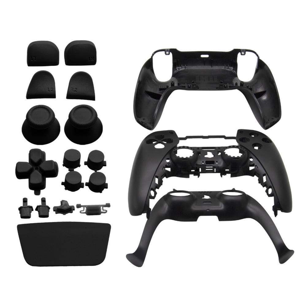 Ersatzschale für PS5, DIY-Gehäuseschale(Vordere Abdeckung und hintere Abdeckung) Für PS5-Controller schwarz
