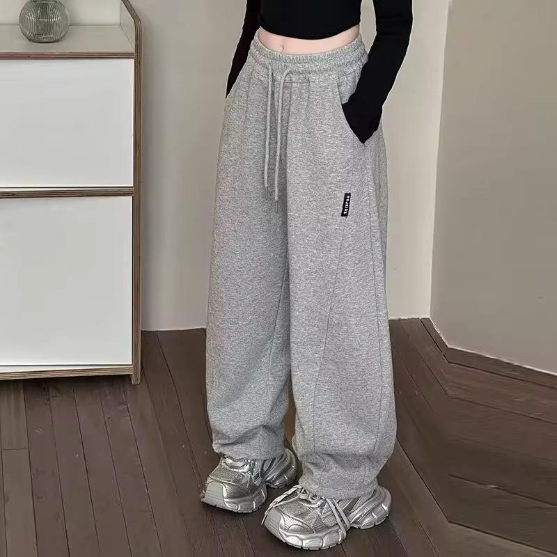 Mädchen Weitbeinige Hosen Frühling Herbst Neu Kinder Lässige Sporthosen Teenager Elastischer Bund Gerade Baumwollhosen Kinderkleidung 150 grau