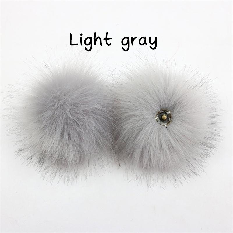 2 Stück Kappenzubehör DIY Ball Kunstfuchsfell Bommel mit Schnalle Haarball Hut Ball Pom Pom Mehrfarbig hellgrau
