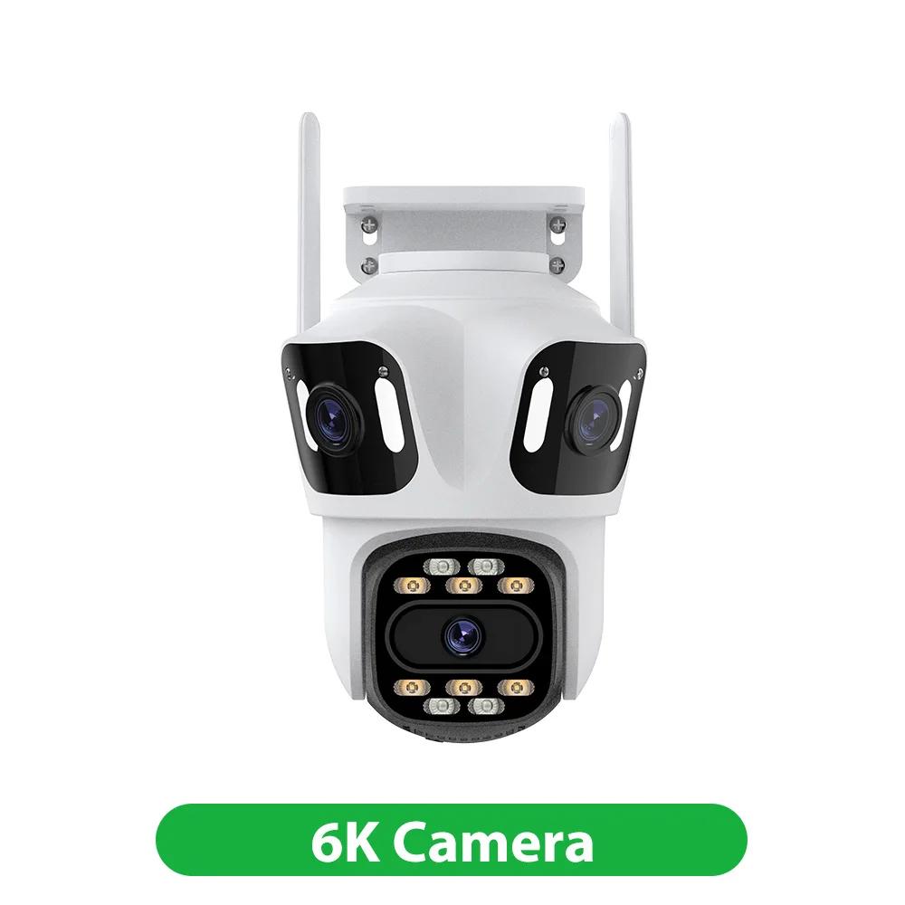 IP-Kamera 6K HD mit drei Bildschirmen, externe WiFi-Kamera für den Außenbereich, 4K, Doppelobjektiv, automatisches Tracking, Sicherheit, PTZ-Kamera, Videoüberwachung iCsee 6K Camera