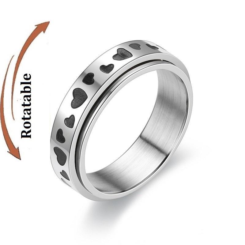 Anti Stress Angst Fidget Spinner Partnerringe Drehen sich frei Schmuck für Männer Frauen Edelstahl Knöchelring Hochzeit Bague 6