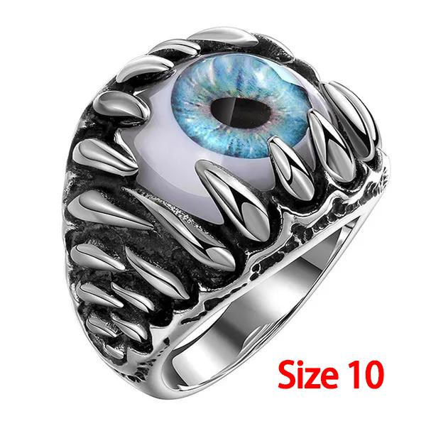 Herrenschmuck Steampunk Edelstahl Gothic Biker Krallen Cool Skull Biker Vivid Eye Ring Vintage Punk Devil Eye Augapfel Ringe 10