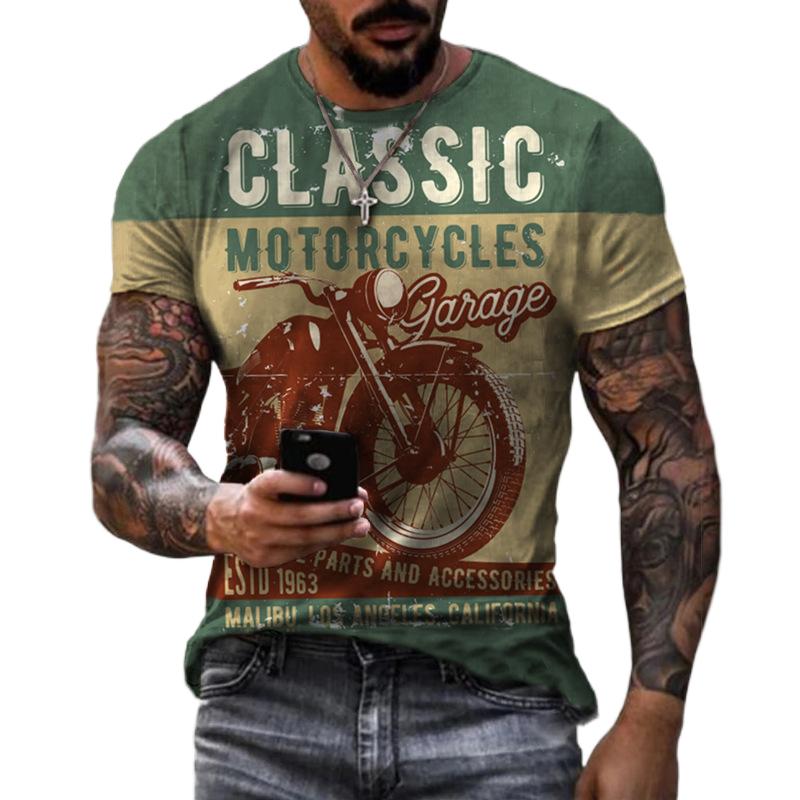 2022 sommer Vintage herren T Shirt 3d Retro Motorrad Übergroßen T-shirts Für Männer Kleidung Biker Racing T-shirts Motor Tees Tops 5XL gray