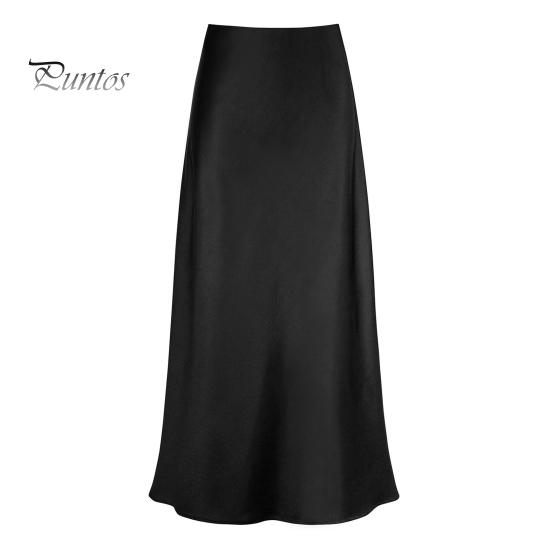 Frauen Eleganter Rock aus Kunstseide und Satin mit hoher Taille, Fischschwanzrock, A-Linie, einfarbig, glänzend, für Bürodame, Rock, Arbeitskleidung S schwarz