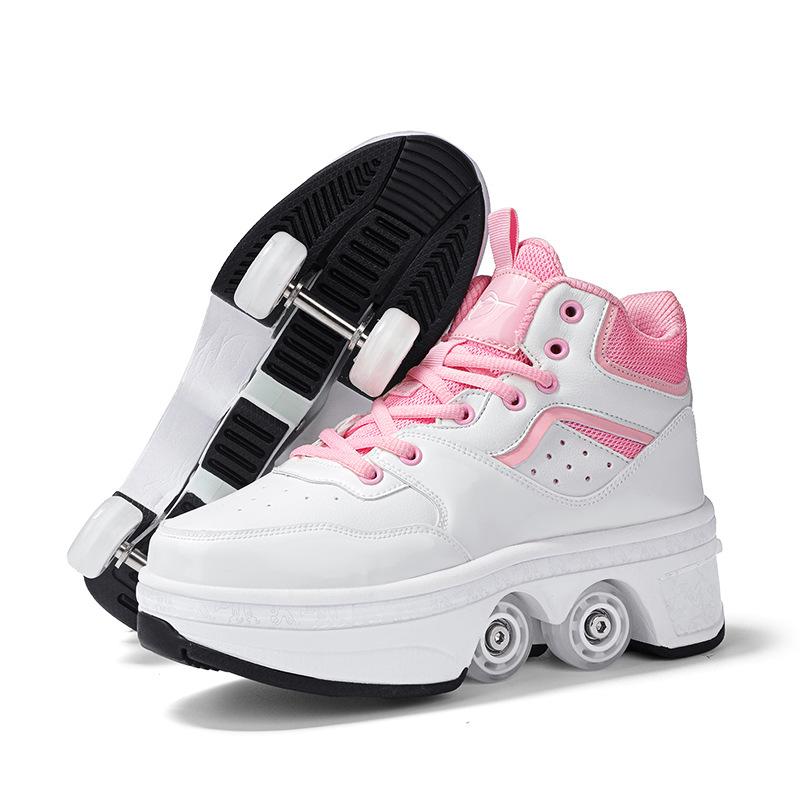 Deformierte Schuhe 6-15 Jahre alt Deformierte Rollschuhe mit vier Rädern können laufen und skaten Skates Mädchen Runaway Schuhe 39
