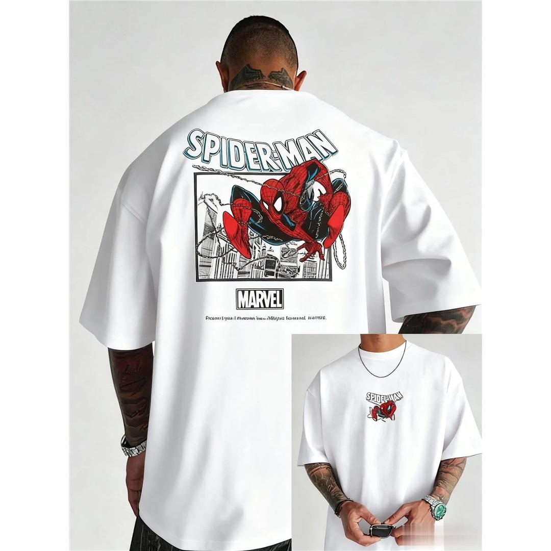 Spider-Man Comic Grafik T-Shirt Herren Damen Kurzarm Tee Sommer Superhelden Druck Streetwear Oversize Lässiges Oberteil Vintage M schwarz