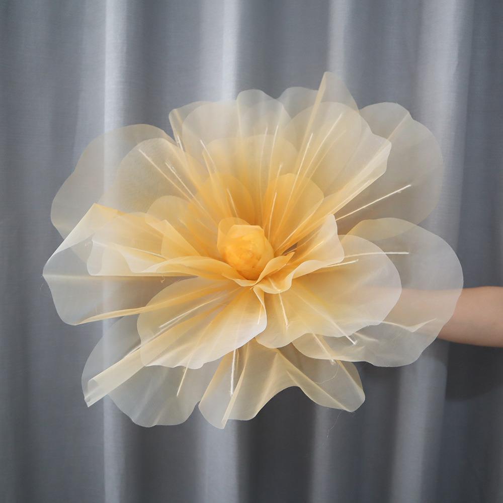 40/50/60cm Künstliche Rosenblüten Riesige Gaze Flauschige Blütenblätter Simulierte Rose Großer Blütenkopf Fotografie Requisiten Kunstblumen 40cm khaki