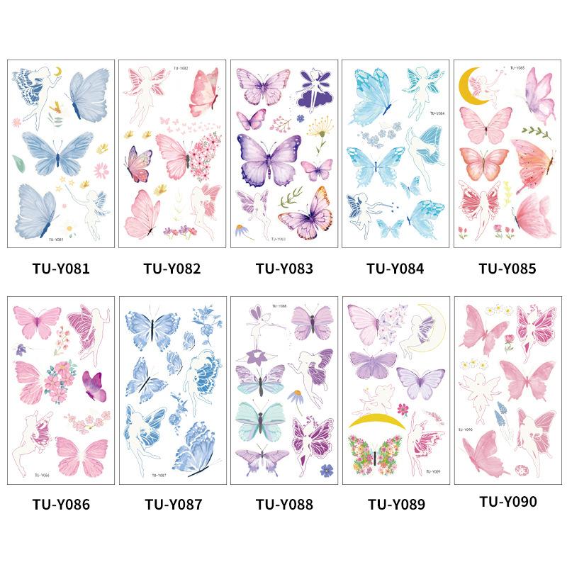 10 Stück/Set Leuchtende Tattoo-Aufkleber Temporäre Bunte Schmetterling Niedliche Tattoo-Aufkleber Kinderkörper Fake-Tattoo 10pcs