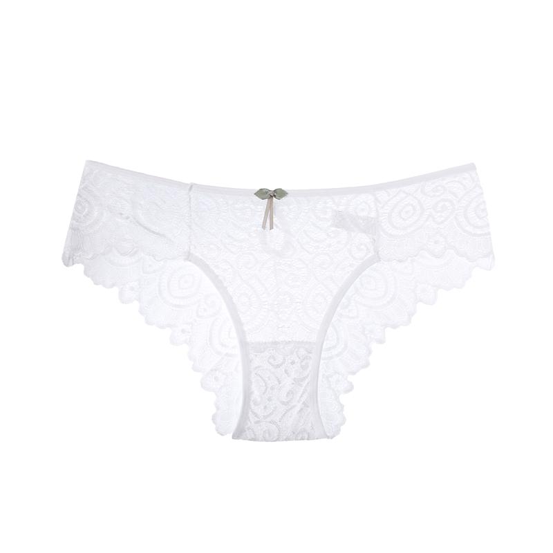 CINOON Frauen Sexy Spitze Höschen Low-Rise Versuchung Dessous Weibliche G String Transparent Unterwäsche Aushöhlen Briefs Dessous XL weiß