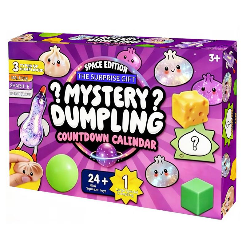 Squishy Gedämpfte Brötchen Quetschspielzeug Box-Set Adventskalender 24 Tage Mystery Bun Countdown-Box Langsam aufsteigendes Knödel Fidget Toy black