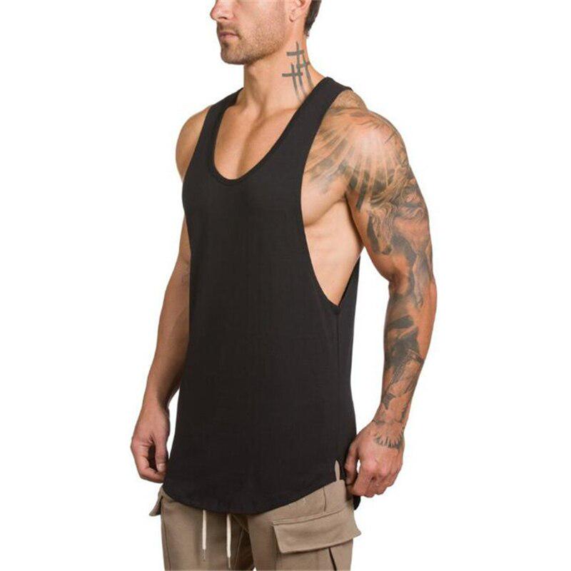 Muscleguys Markenkleidung, solide Tanktops für Männer, leeres Unterhemd, Muskelweste, Bodybuilding und Fitness, Stringer-Tanktop für Fitnessstudios M schwarz