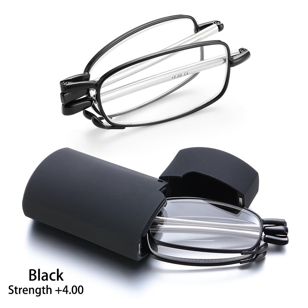 Tragbare Teleskopbeine Inklusive Brillenetui Faltbare Lesebrille Altersweitsichtigkeit Brille Black (Strength 4.00)