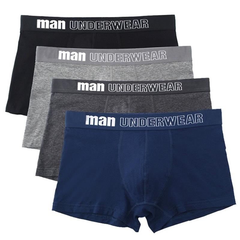 4 Stück Herrenunterwäsche aus Baumwolle, weiche Boxershorts, große Größe, hochwertige Unterhosen 3XL blau/dunkelgrau