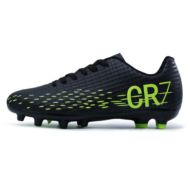 Cr7 Low-Top Fußballschuhe Tf Gebrochene Nägel Kunstrasen Ag Nägel Leder Füße Jungen und Mädchen Schüler Trainingsschuhe 35 black