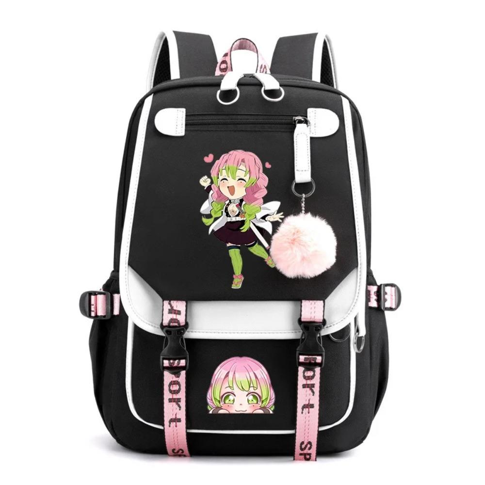Niedlicher Kanroji Mitsuri Rucksack Neuer Teenager Outdoor Street Anime Rucksack Hohe Qualität USB Rucksack Kanroji Mitsuri Rucksack schwarz