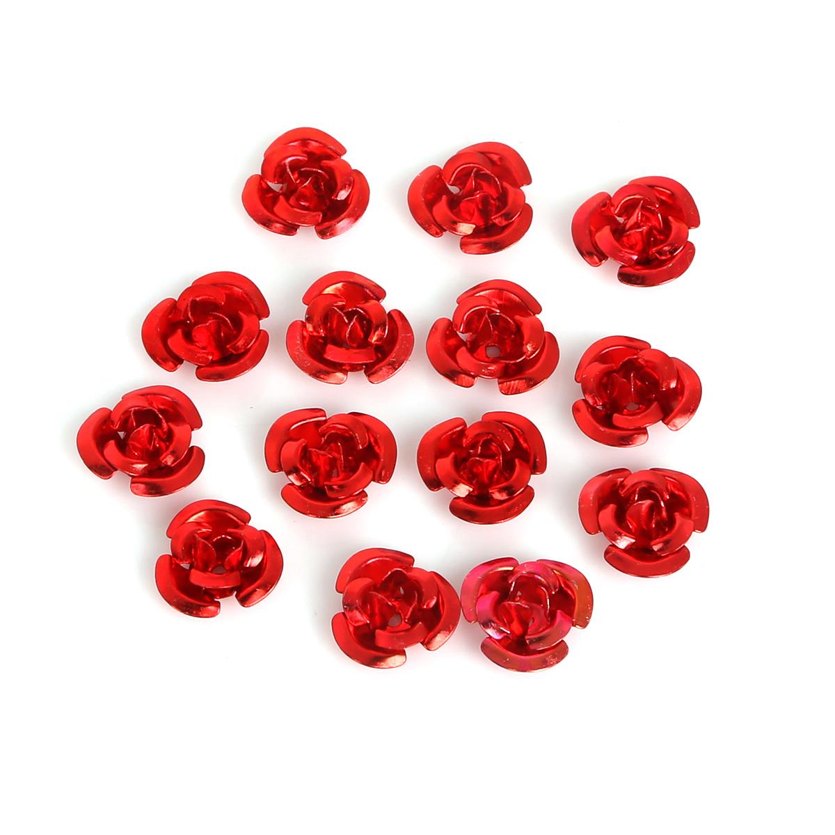 100 stücke Rose Kopf Aluminium Schmuck Produktion Hochzeit Party DIY Handwerk Dekoration Gemischte Farbe Perlen Hause Dekoration 12mm rot