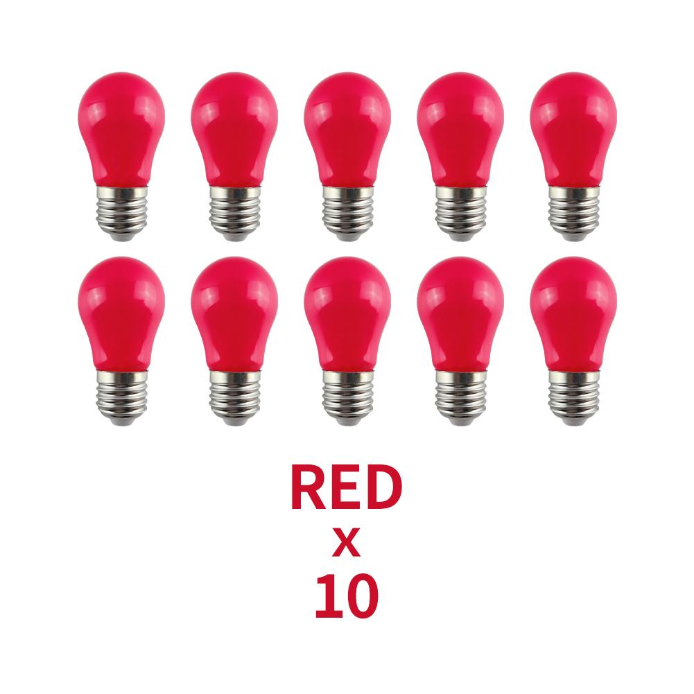 10 Stück Farbe E27 LED-Birne 220V 2W A45 Lampe Rot Blau Weiß Gelb Rosa PC Outdoor Camping Dekoration Festival Bunte Birne Lampe rot