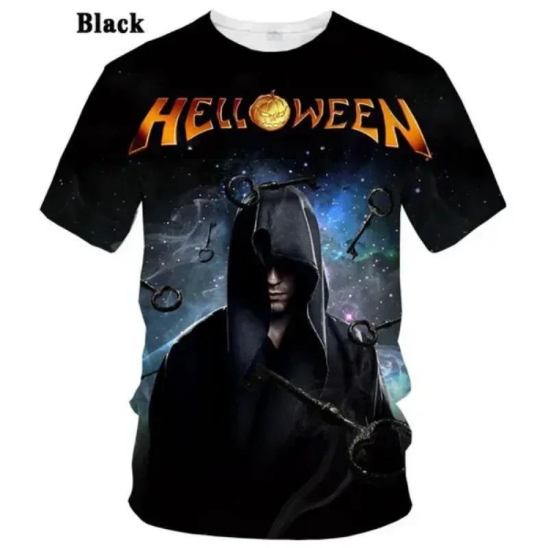 Rock Band Helloween 3D Druck T-Shirt Damen Herren Sommer Rundhals Kurzarm Mode T-Shirt Grafische T-Shirts Cosplay Kostüm T-Shirts XS