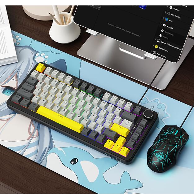 Ajazz AK820MAX Gaming Mechanische Tastatur Drahtlose Bluetooth Alle Tasten Hot Swap Gaming Gaming Büro schwarz