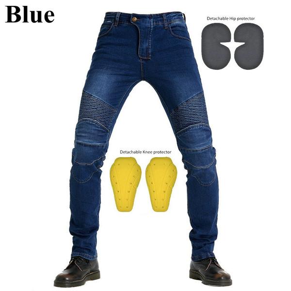 Winddichte Motorrad-Rennjeans, Freizeithose, Herren, Motorrad, Motocross, Off-Road-Knieschutz, Moto-Jeans-Hose XL blau