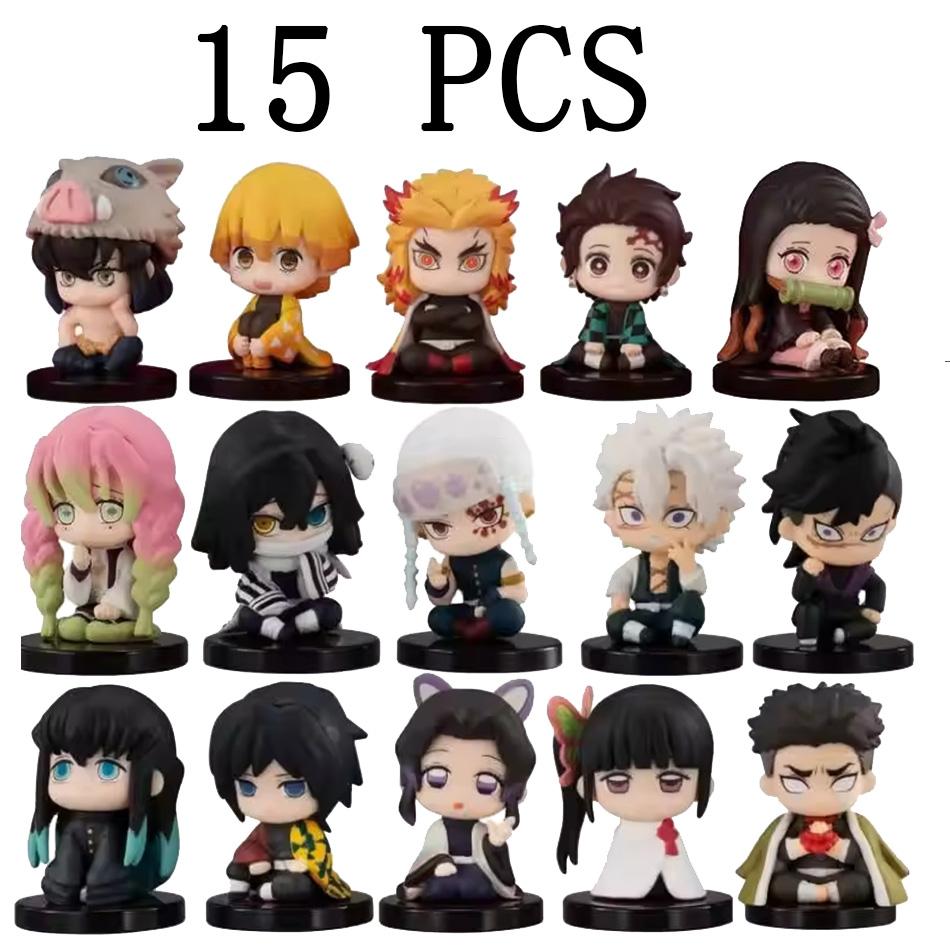 Dämonentöter Anime Figuren Set - Nezuko Tanjirou Zenitsu Inosuke Kyoujurou Giyuu - Kawaii Qposket PVC Figuren Spielzeug Geschenk 15 Stile