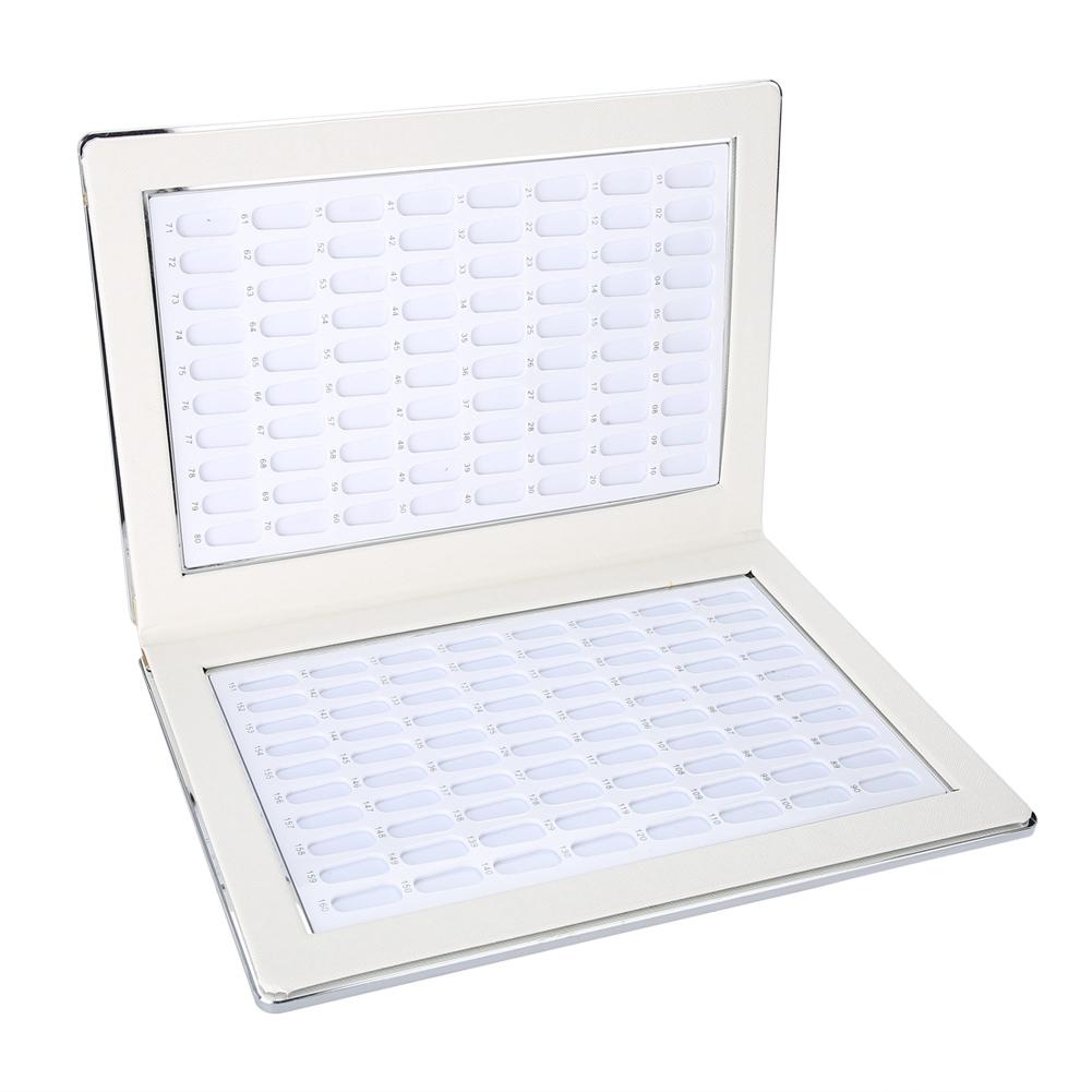 160 Fächer Nagellack Farbkarte Nagellack Display Chart Buch Nail Art Präsentationsregal Gold weiß