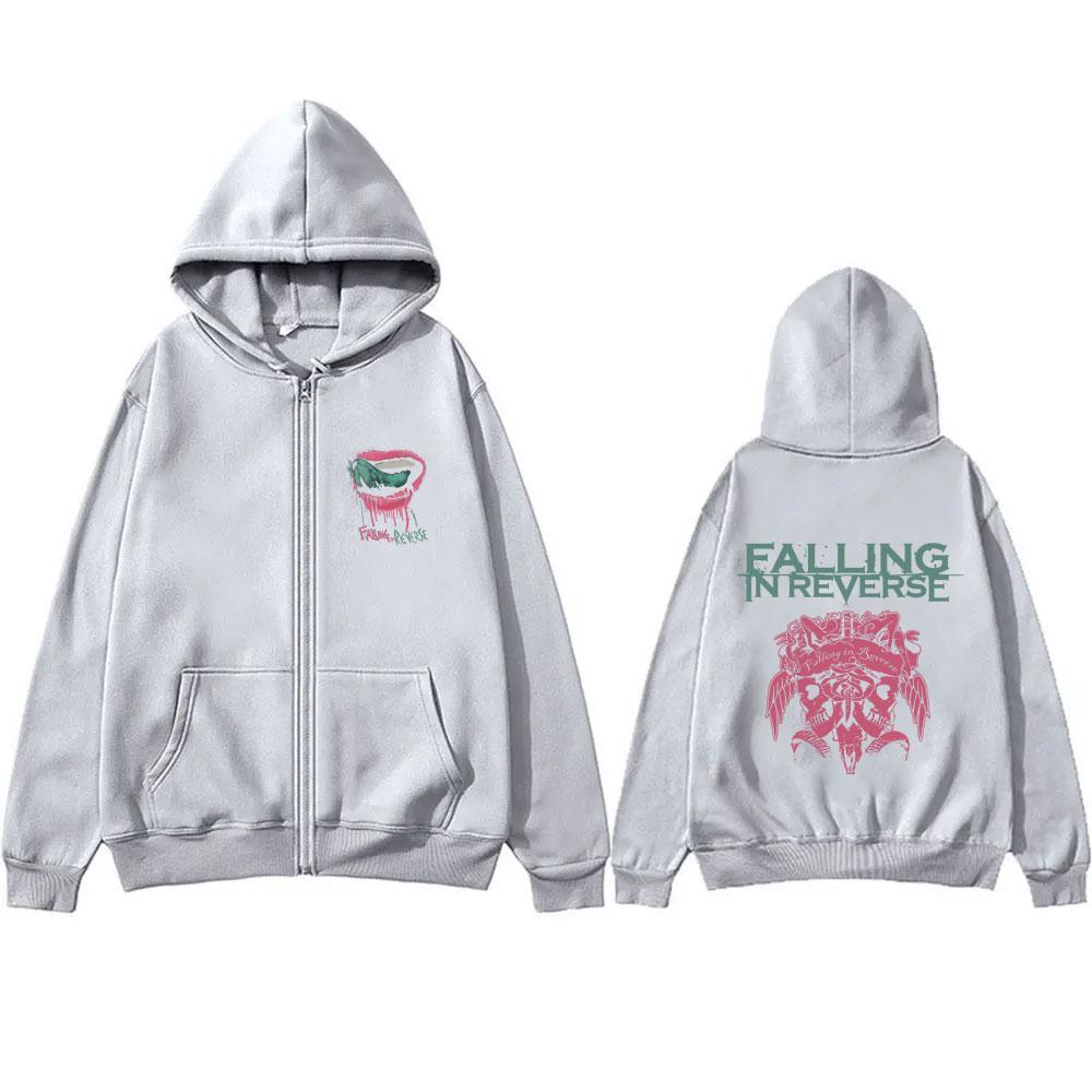 Falling in Reverse Reißverschluss Hoodie Herren Damen Gothic Rock Zip Up Jacke Herren Freizeit Oversized Streetwear Männliche Mode Hoodies Mantel 3XL