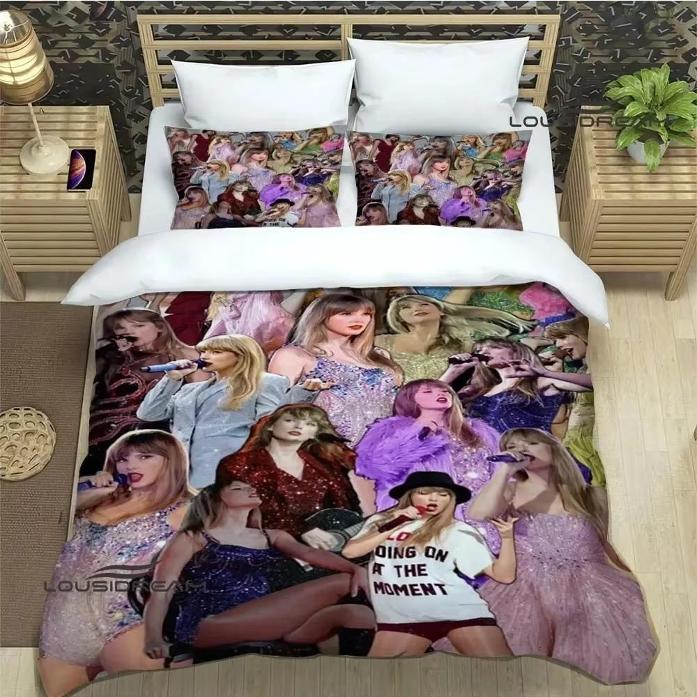 Sängerin T-Taylor-Swifts Bettwäsche-Sets Exquisites Bettwaren-Set Weiche Bettbezug-Set Warme Daunendecken-Set Bettwäsche-Set High-End Premium Geburtstagsgeschenk 140*210cm Au-Single