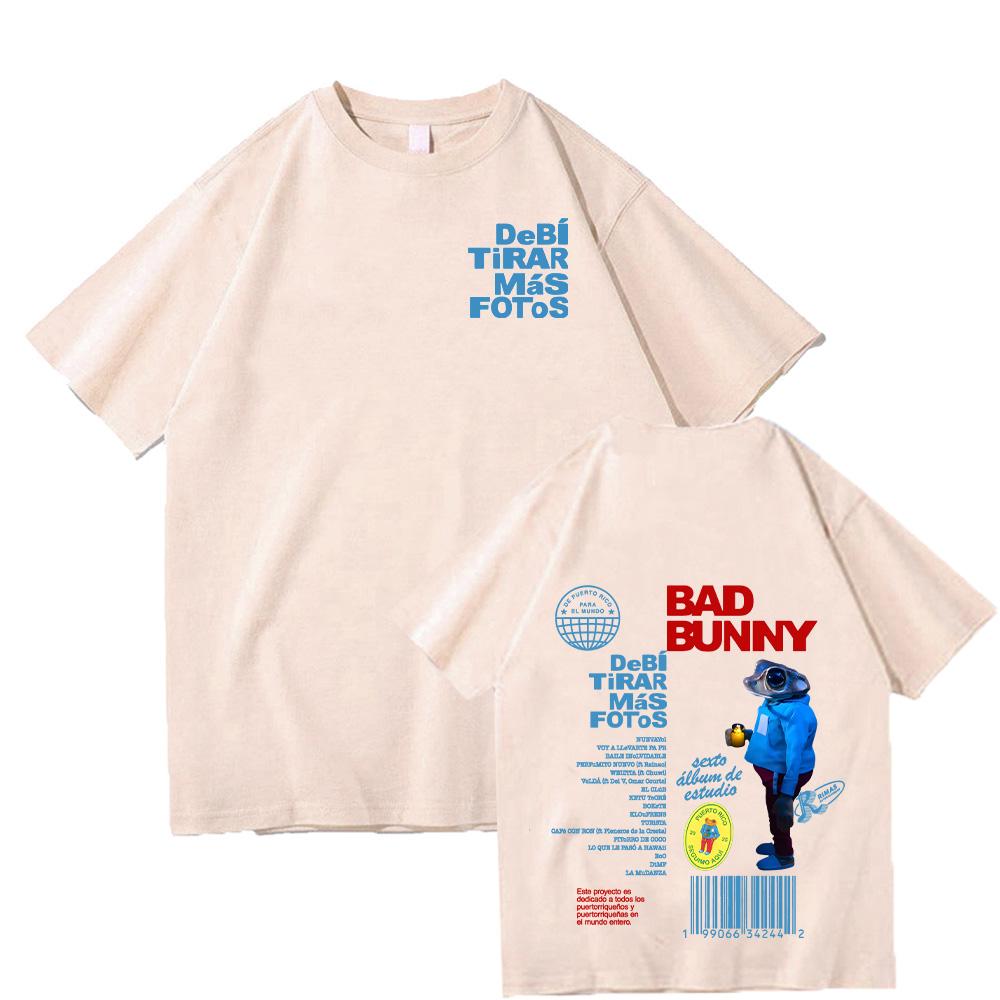 Bad Bunny Debi Tirar Más Fotos T-Shirts Harajuku Unisex Kleidung Frauen Männer Baumwolle Hohe Qualität T-shirts Casual Y2K Streetwear T M sand
